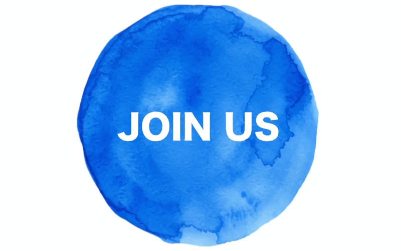 join us と書かれたボタン。NPO活動団体やさしいおはなしのウェブサイトのトップページから固定ページに飛ぶことができます。ヘッダーメニューがモバイル版だと分かりにくいので、ボタンの役割を担っています。